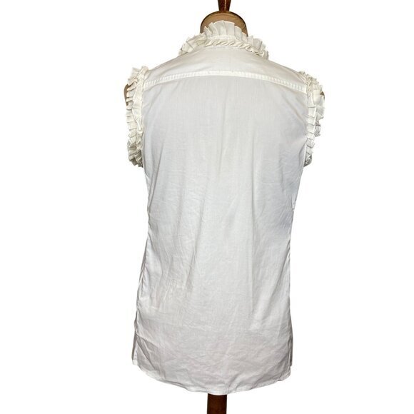 Tory Burch Womens Ruffle Trim Sleeveless Button-Down Blouse 4 - Picture 4 of 10